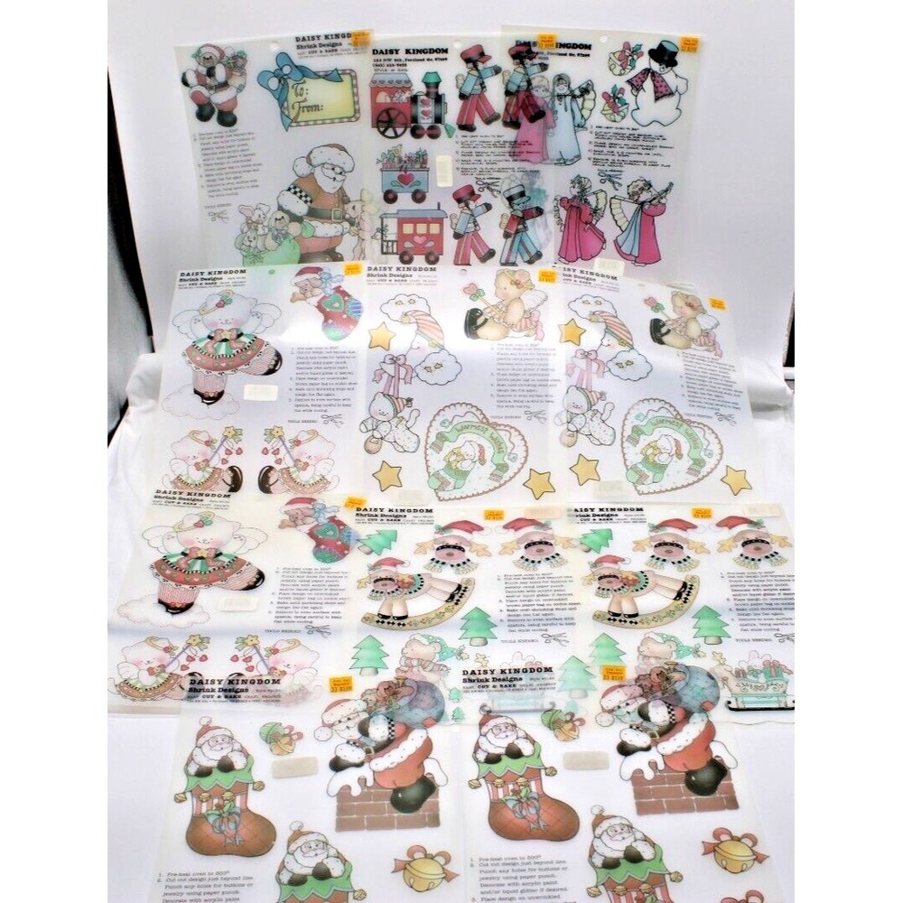 Lot of‎ 11 Vintage Christmas Shrink Designs Daisy Kingdom 80s-90s NOS Cut & Bake